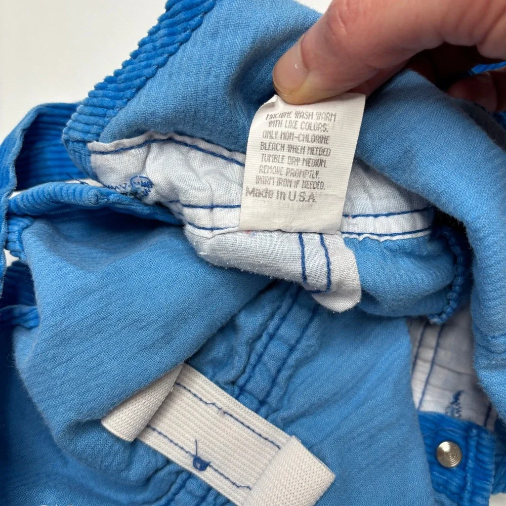 Vintage OshKosh Blue Corduroy Overalls Baby Boys‎ 18 Mo Construction Mouse Patch